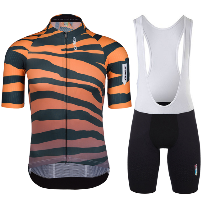 2023 Team Q36.5 Tiger Orange R2 Cycling Short Sleeve Jersey And Bib Shorts Set