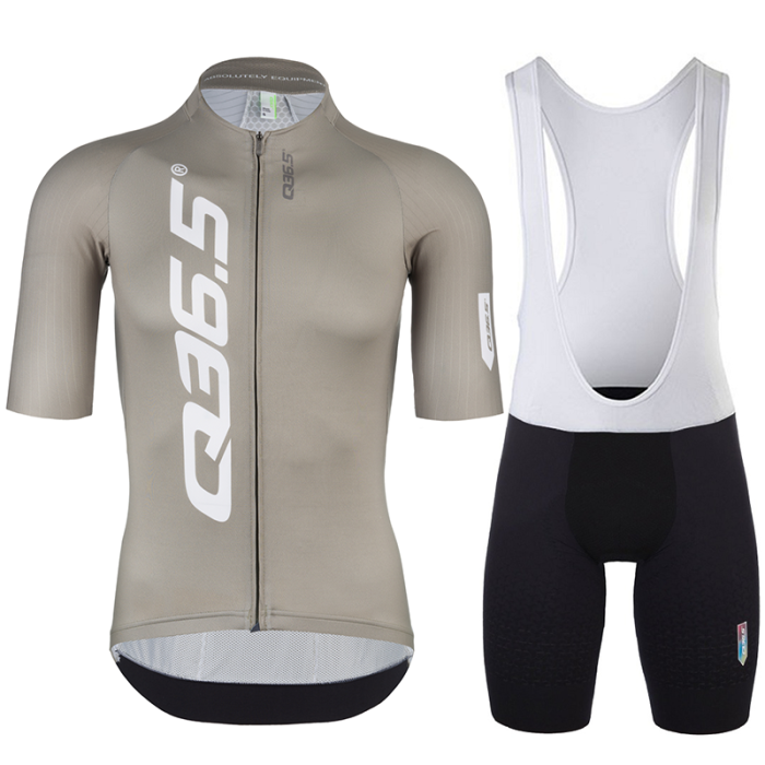 2023 Team Q36.5 R2 Signature Olive Green Cycling Short Sleeve Jersey And Bib Shorts Set