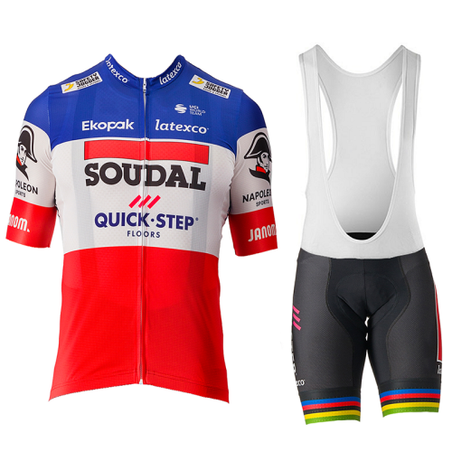 2023 Soudal - Quick Step Cycling Short Sleeve Jersey And Bib Shorts Set Blue/White/Red