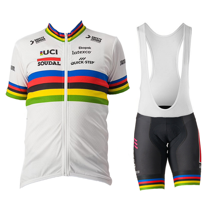 2023 Soudal - Quick Step Cycling Short Sleeve Jersey And Bib Shorts Set White