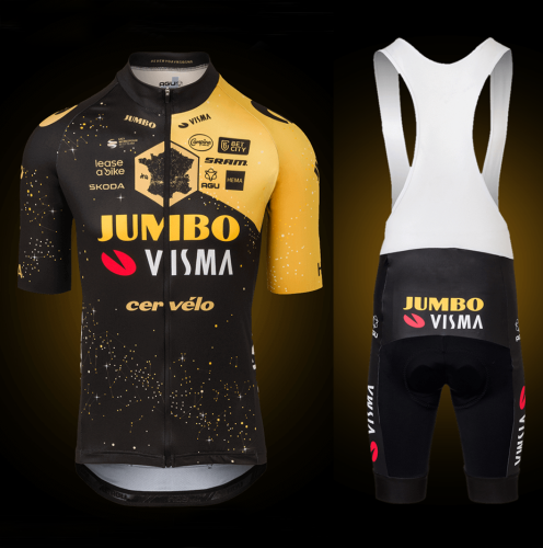 2023 Team Jumbo-Visma Tour de France CYCLING SHORT SLEEVE JERSEY And Bib Shorts Set A sky full of dreams takes center stage