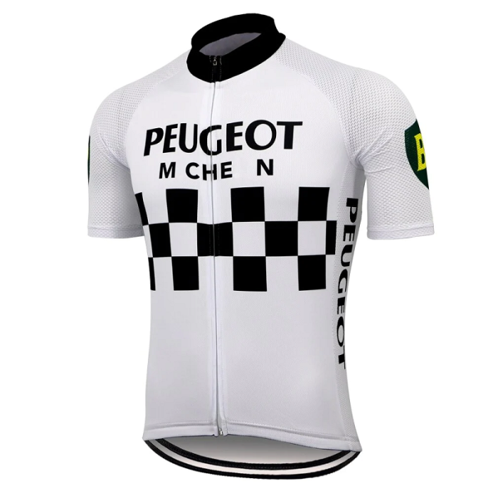 Classic 1960s Black & White Peugeot Retro Cycling Jersey