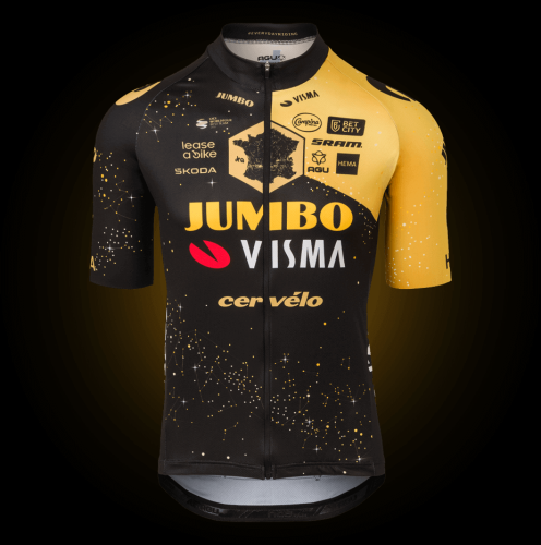 2023 Team Jumbo-Visma Tour de France CYCLING SHORT SLEEVE JERSEY And Bib Shorts Set A sky full of dreams takes center stage