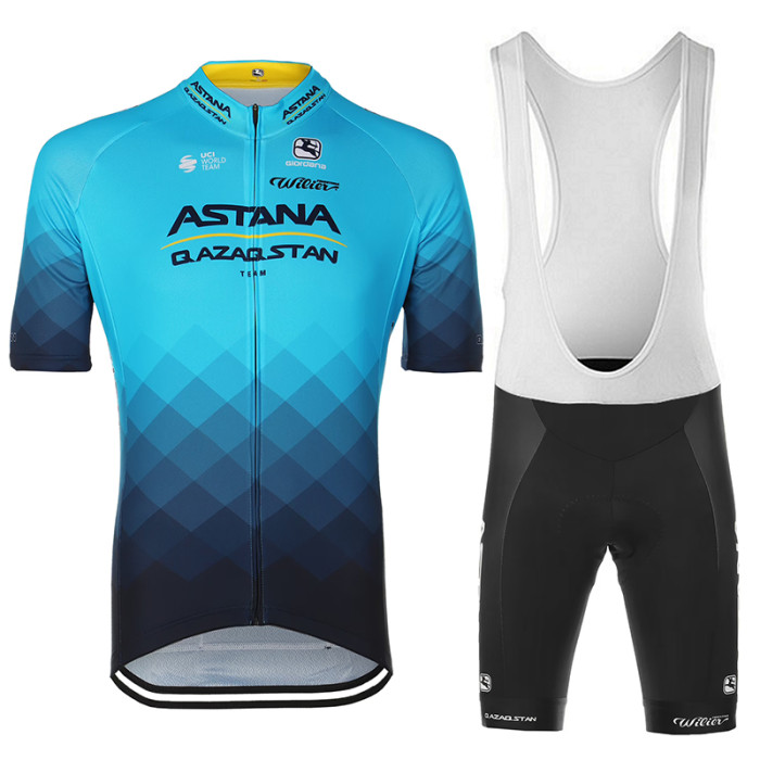 2023 ASTANA QAZAQSTAN KAZAKH CHAMPION Cycling Jersey And Bib Shorts Set TEAL