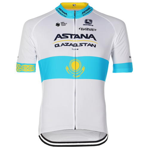 2023 ASTANA QAZAQSTAN KAZAKH CHAMPION Cycling Jersey And Bib Shorts Set TEAL - WHITE