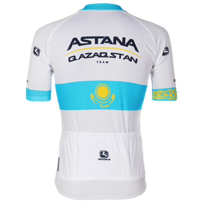 2023 ASTANA QAZAQSTAN KAZAKH CHAMPION Cycling Jersey And Bib Shorts Set TEAL - WHITE