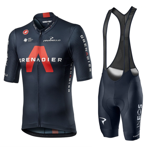 2021 Pro Castelli INEOS GRENADIER Team Blue Cycling Short Sleeve Jersey And Bib Short Set