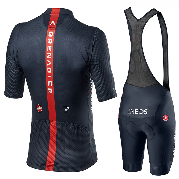 2021 Pro Castelli INEOS GRENADIER Team Blue Cycling Short Sleeve Jersey And Bib Short Set