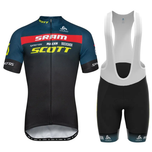 2022 SCOTT SRAM Cycling Jersey And Bib Shorts Set BLACK - GREEN