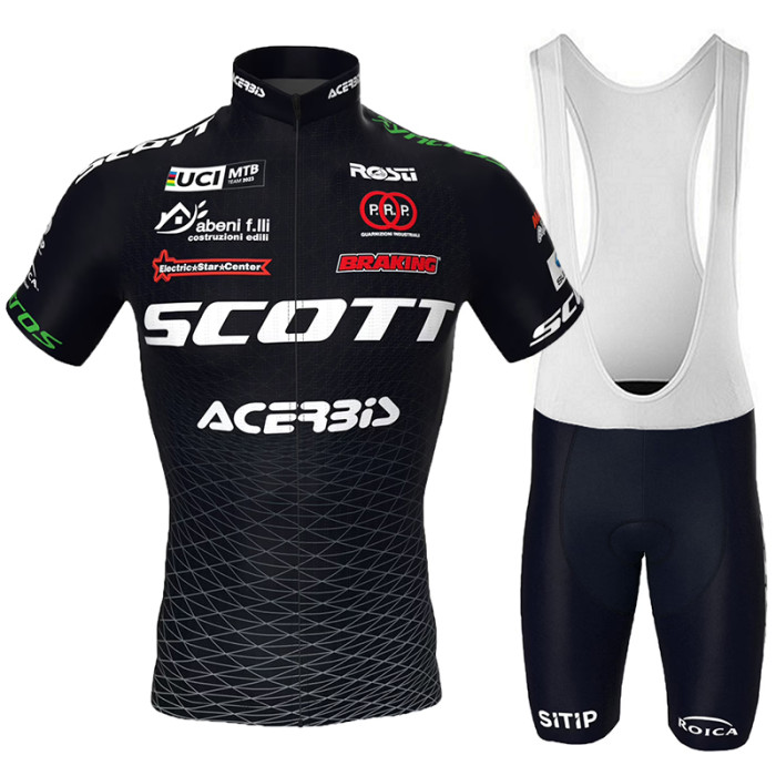 2023 SCOTT RACING TEAM Cycling Jersey And Bib Shorts Set BLACK