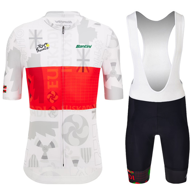 2023 TOUR DE FRANCE PAIS VASCO Cycling Short Sleeve Jesey And Bib Shorts Set RED - WHITE