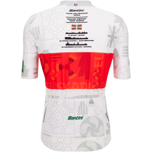 2023 TOUR DE FRANCE PAIS VASCO Cycling Short Sleeve Jesey And Bib Shorts Set RED - WHITE