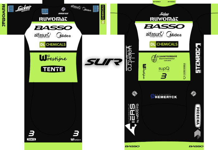 2023  Basso Team Flanders Cycling Short Sleeve Jesey And Bib Shorts Set