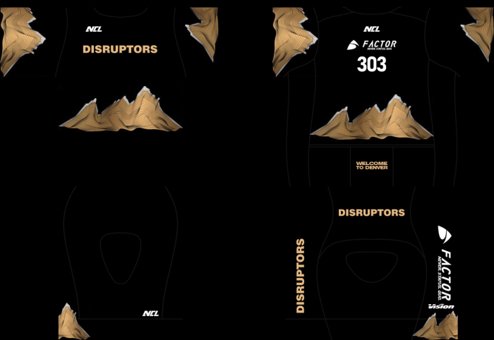 2023 Denver Disruptors Cycling Short Sleeve Jesey And Bib Shorts Set