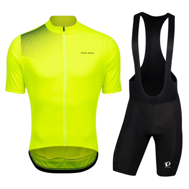 2021 Pearl Izumi cycling jersey and bib shorts men's polyester yellow