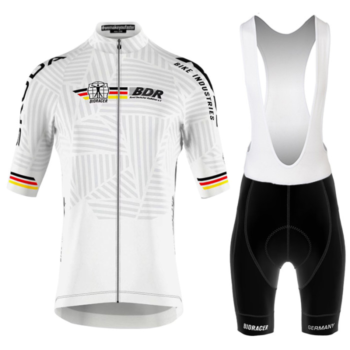 2023 GERMAN NATIONAL TEAM Cycling Short Sleeve Jersey And Bib Shorts Set  WHITE