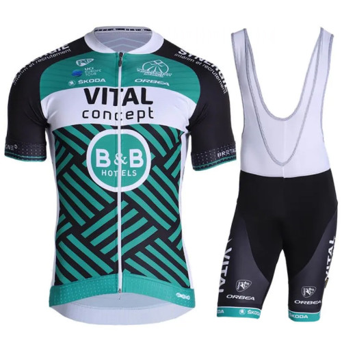 2019 VITAL CONCEPT-B&B HOTELS cycling jersey and bib shorts set WEISS - SCHWARZ - GRÜN