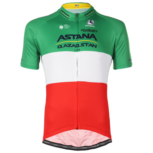 ASTANA QAZAQSTAN TEAM SHORT SLEEVE JERSEY ITALIEN CHAMPION 2023 GREEN - RED - WHITE