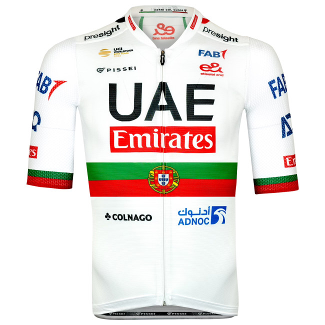 UAE TEAM EMIRATES SHORT SLEEVE JERSEY PORTUGUESE CHAMPION 2024 BLACK - WHITE