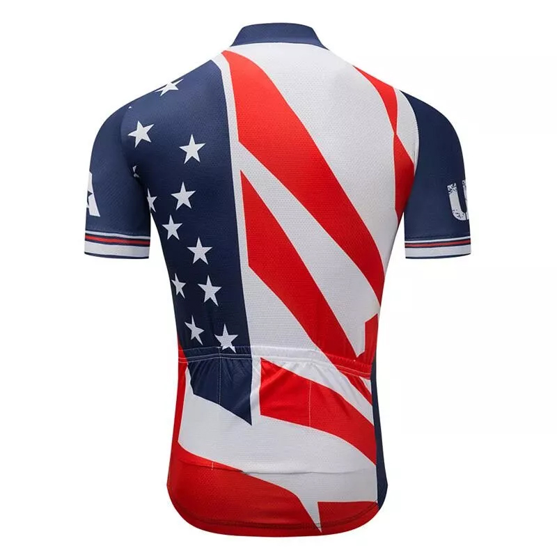 USA Flag Motocross Style Cycling Jersey - Men's Bike Shirt For MTB, Road & Casual Wear