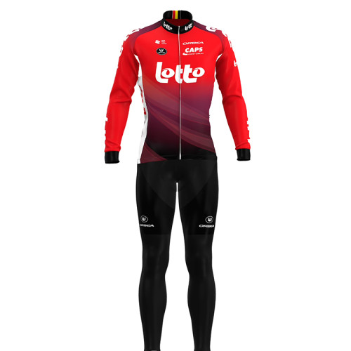LOTTO 2025 SET RED LONG JERSEY AND BIB PANT