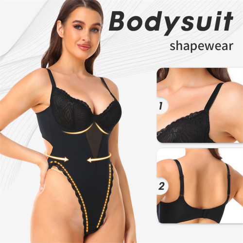 Seamless U Plunge Backless Thong Bodysuit Tummy Control Women Invisible Plunge Bra Body Suit shapewear dress