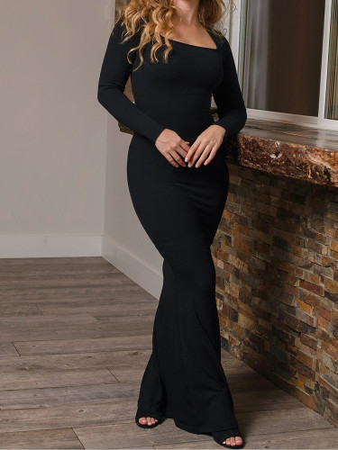 Long Sleeve Square Neck Unitard High Waist long skirt For Women Shapewear one-piece skirt comes with its own shorts