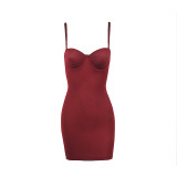 Adjustable Sexy Body Shaper Dress Tummy Control Slip Seamless Women Slim Bodycon Shapewear Dress Long Skirt With Bra