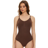 High Elastic Seamless Full Body Shaper Adjustable Strap Crotch Breasted Design Tummy Control Women Sexy Thong Shapewear Bodysuit
