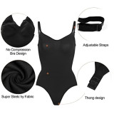 High Elastic Seamless Full Body Shaper Adjustable Strap Crotch Breasted Design Tummy Control Women Sexy Thong Shapewear Bodysuit