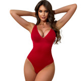 Halter Bodysuit Deep V Camisole Adjustable Strap Shapewear Top Tummy Control Women Sexy Thong Body Shaper Seamless Fajas 2025