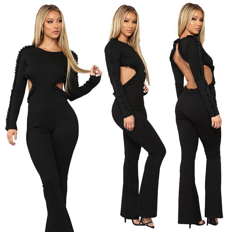 backless long sleeve jumpsuit