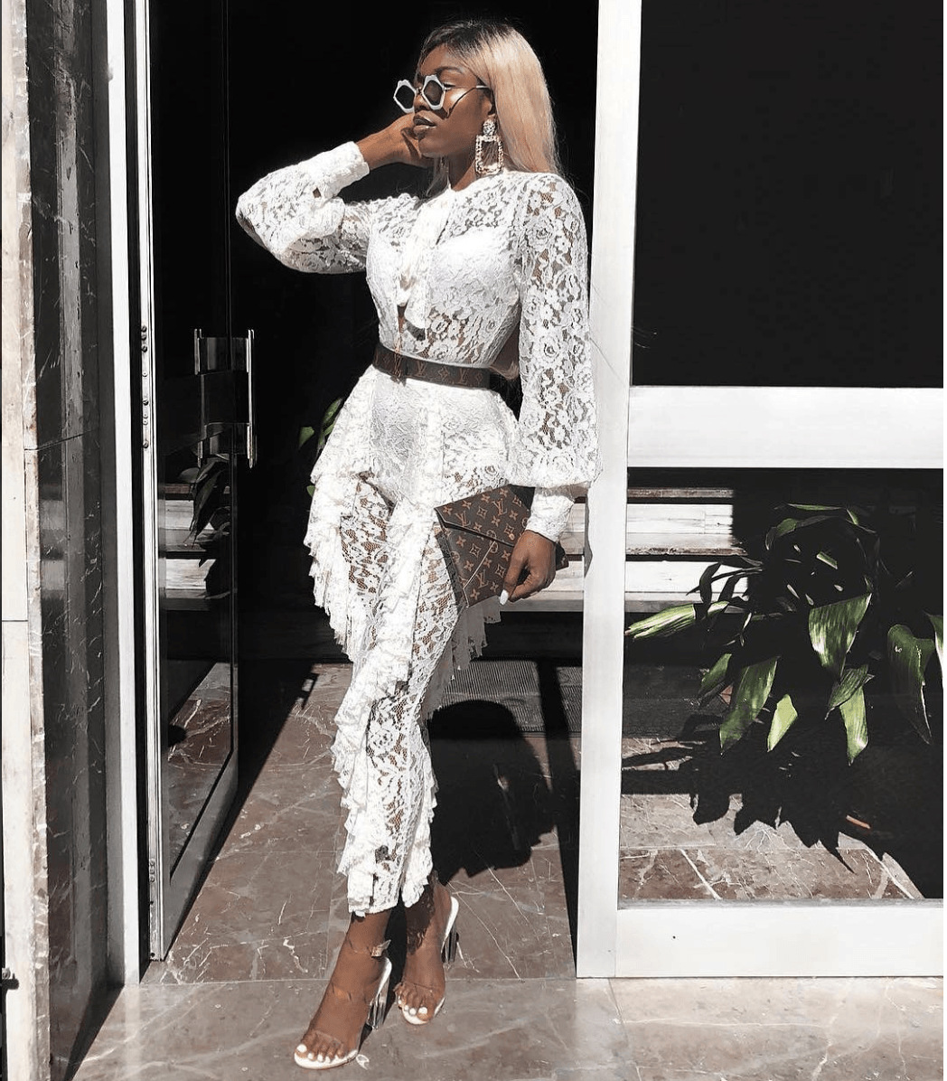 lace ruffle jumpsuit