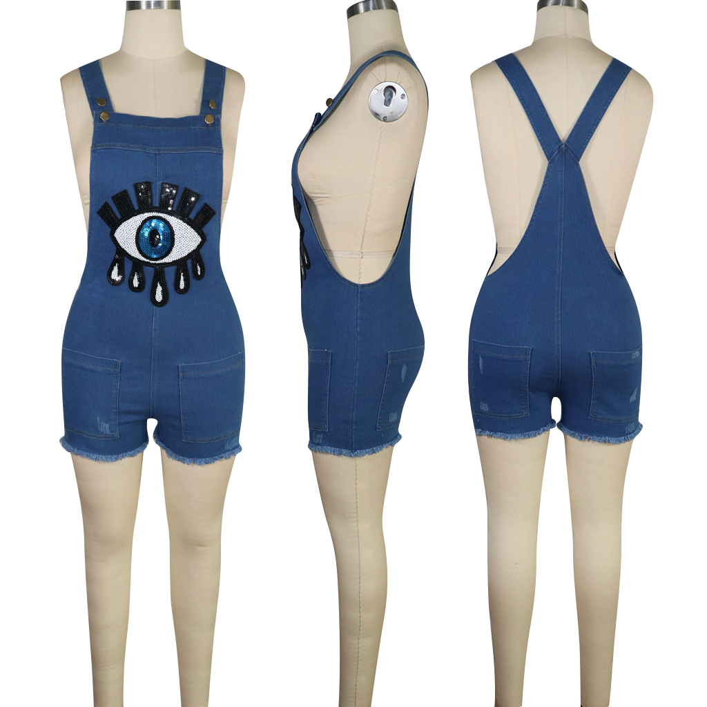 jeans romper shorts jumpsuit