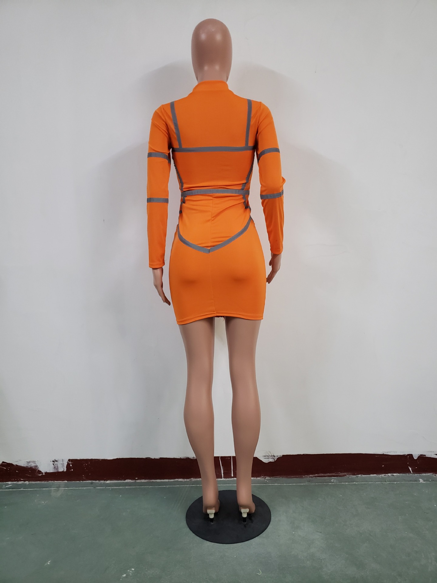 orange zip up dress