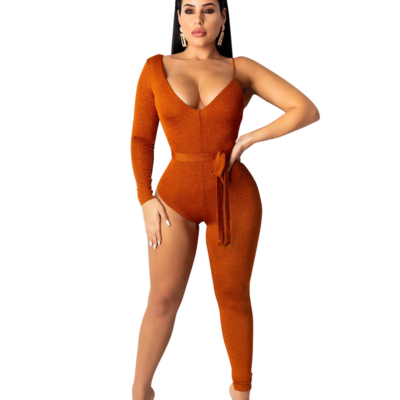 orange bodycon jumpsuit