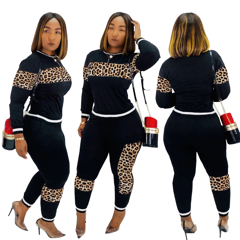 black and leopard print tracksuit