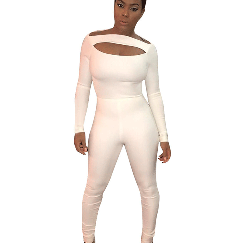 white low cut jumpsuit