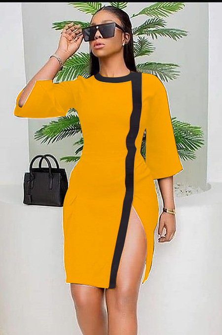 yellow ankle length dress