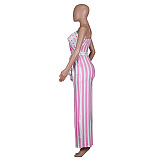 Patched Polka Dot Side Knotted Slip Jumpsuit Q519