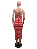 Red Zebra Skinny Cami Dress OMY8036