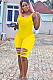 Yellow Solid Color Bottom Ripped Tank Jumpsuit YX9202