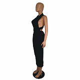 Black Off Shoulder Skinny Long Dress SH7128