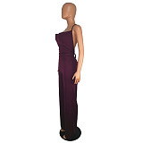 Purple Solid Color Drawstring Cami Jumpsuit SH7135