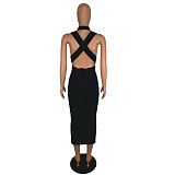 Black Off Shoulder Skinny Long Dress SH7128