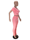 Pink Crop Top & High-rise Skinny Pants Sets LMM8142