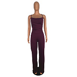 Purple Solid Color Drawstring Cami Jumpsuit SH7135