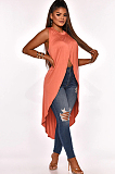 Apricot Off Shoulder Asymmertrical Trim Casual Blouse YYZ743