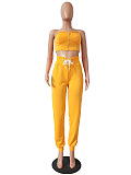 Yellow Bandeau Top & Criss-cross Tied Pants Sets CM732