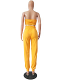 Yellow Bandeau Top & Criss-cross Tied Pants Sets CM732